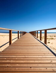 Obraz premium Wooden walkway leading to beach