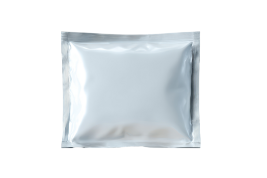 Shiny package on a white background showcasing modern packaging design and minimalistic aesthetics