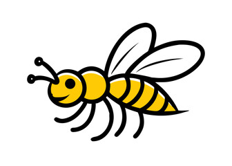 Bright cartoon bee smiling with vibrant yellow stripes, representing nature's essential pollinator in a fun design