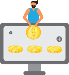 Dollar Coin Cash Financial management Business Growth Money Concept Art Vector Illustration
