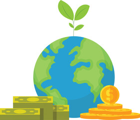 Dollar Coin Cash Financial management Business Growth Money Concept Art Vector Illustration
