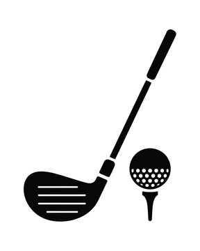 black golf club and ball on tee clip art preview