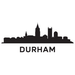 Naklejka premium Durham skyline silhouette. Black Durham city. Vector black silhouette. with white background.