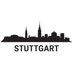 Naklejka premium Stuttgart skyline silhouette with. Landscape Stuttgart, Germany. Vector illustration. Vector black silhouette. with white background.