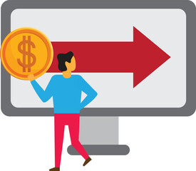 Dollar Coin Cash Financial management Business Growth Money Concept Art Vector Illustration
