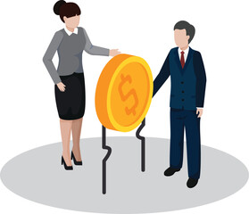 Dollar Coin Cash Financial management Business Growth Money Concept Art Vector Illustration
