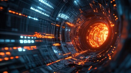 Obraz premium Abstract futuristic glowing tunnel design