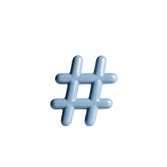 Obraz premium A blue hashtag symbol rendered in 3D, showcasing a modern design. Ideal for social media, technology, and marketing themes.