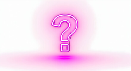 Glowing Neon Pink Question Mark Symbol on White Background Abstract Design