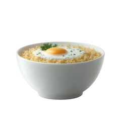 A bowl of delicious ramen noodles topped with a perfectly cooked sunny-side up egg and fresh herbs, perfect for a comforting meal.