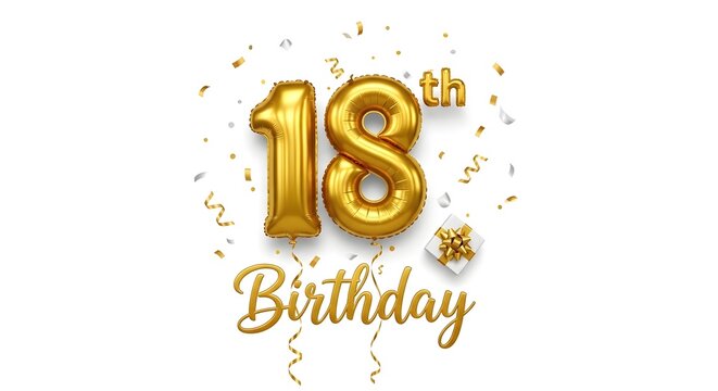 18th Birthday Celebration with Gold Balloons