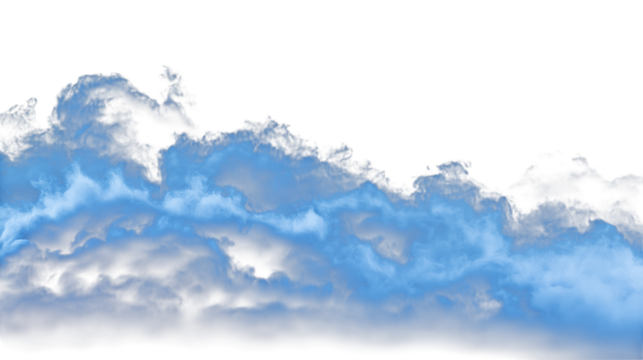 abstract blue fluffy cloud mist fog smoke  isolated on white background