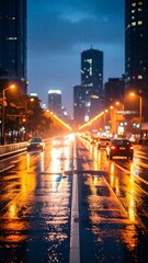 Fototapeta premium Blurry City Street at Night