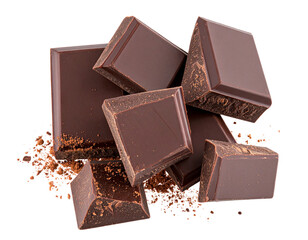Dark Chocolate Bars with Cocoa Powder Sprinkle, Isolated on Transparent Background PNG