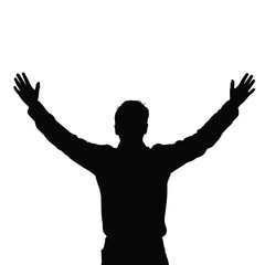 Silhouette of a man with arms raised in celebration