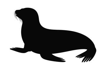 Black silhouette of a seal on a white background