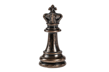 Unique bronze king chess piece displayed on a neutral background showcasing its intricate design