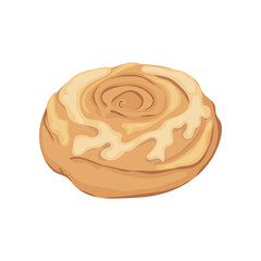 Cinnamon roll. Vector illustration, flat style. Cute design, idea for pastry sticker, icon, logo.
