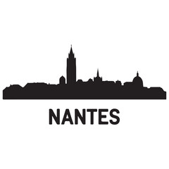 Obraz premium Nantes skyline silhouette. Black Nantes city. Vector black silhouette. with white background.