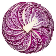Fototapeta premium Cross section of a red cabbage isolated on transparent background, showing the beautiful pattern and texture