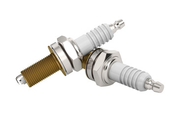 Spark plug on a white background. Isolated 3D illustration