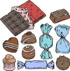 chocolate and candy bar vector illustration