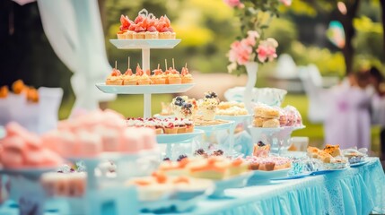 Exquisite Dessert Table Setup for Outdoor Garden Celebration Event
