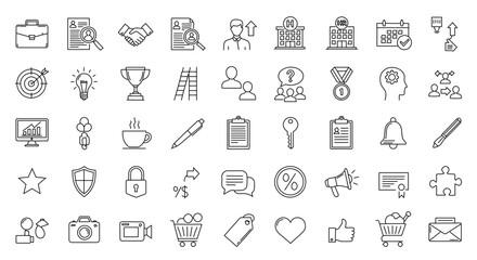 Fototapeta premium Set of business icons. Illustrating concepts related to work and professional development.