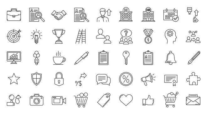 Set of business icons. Illustrating concepts related to work and professional development.