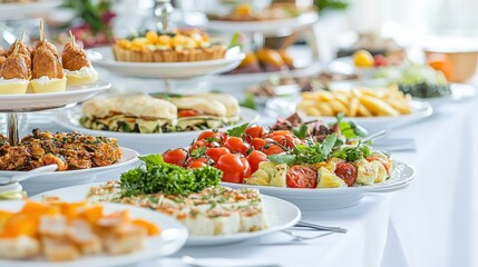 Exquisite Display of Gourmet Dishes at a Lavish Buffet Table