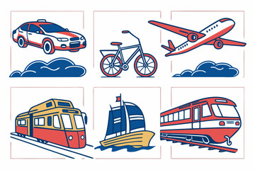 Vector art of cartoon transportation icons for your project isolated on white background