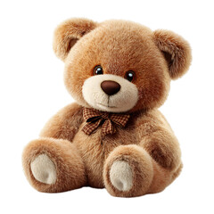 Soft Brown Teddy Bear With Stitched Eyes isolated on transparent background