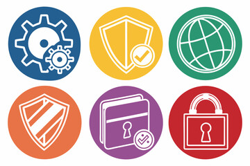 Vector art of collection of colorful party icons with balloons, confetti, cake and music