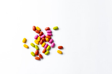 Assorted Bright Jelly Beans Isolated on White