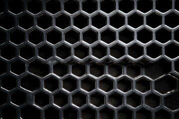 Close-up of a Hexagonal Metal Grille Texture