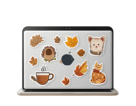 Autumn Laptop Stickers: Cozy Fall Aesthetic Decals for Laptops, Water Bottles & More | Cute Leaves, Animals & Harvest Vibes