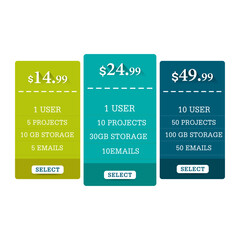 Pricing Table Plans Comparison Chart Template