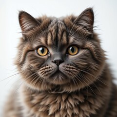 Adorable fluffy cat with mesmerizing golden eyes, showcasing its beautiful fur and charming personality.