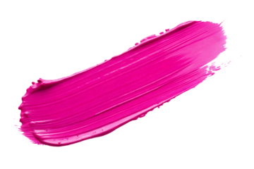 Vibrant pink paint stroke isolated on a transparent background