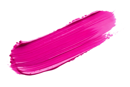 Vibrant pink paint stroke isolated on a transparent background