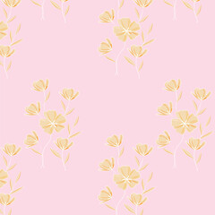 Cheerful Flower Pattern with Daisies and Tulips on Beige
