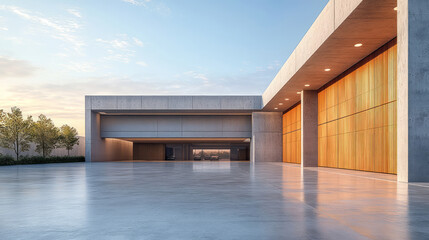 Modern urban concrete building space plaza