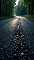 Fototapeta premium Deep black asphalt, subtle shine, fine-grained, ground, seamless