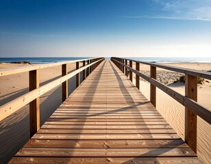 Fototapeta premium Wooden boardwalk leading to the ocean