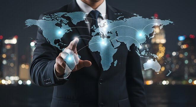 Global Business Network Connected Through Technology
