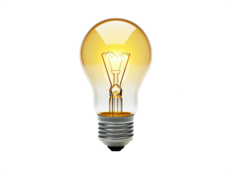 Brilliant idea illuminated by a glowing incandescent light bulb symbolizing innovation, creativity, and new beginnings in a modern concept