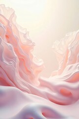 Abstract soft pink flowing fabric in delicate waves, creating a dreamy and elegant background with gentle lighting.