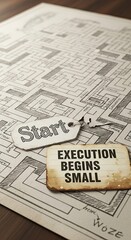 Obraz premium Start Your Journey with a Maze Puzzle and Motivational Message