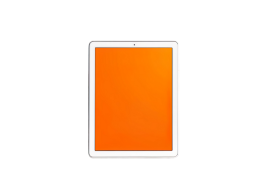 White Tablet with Orange Screen on a transparent bacckground - Powered by Adobe