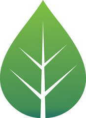 Stylized illustration of a vibrant green leaf.